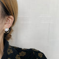Gold Irregular Open Frame Pearl Stud Earrings Large view 2
