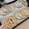 Metal Bangle Four-Piece Sets Mesh Engraved Gold Silver view 2