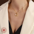 Geometric Open Square Pendant Necklace Gold Or Steel view 3