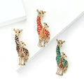 Gold-Tone Enamel Giraffe Brooch In Three Colors Decorative Lapel Pin view 2