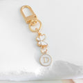 Enamel Butterfly Initial Letter Charm Keychain in White and Pink view 8