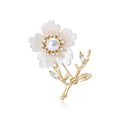 Translucent Flower Branch Brooch in White or Pink With Pearl view 2