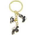 Black Brown White and Pink Western Horse Metal Keychain Set view 5