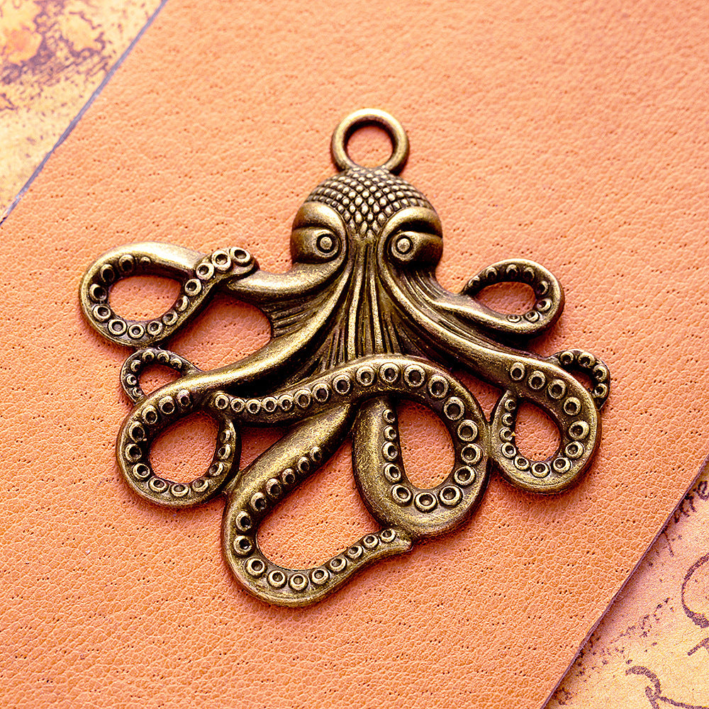 Large Alloy Squid Octopus Pendant for Men's Necklaces
