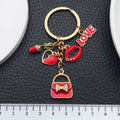 Red Love Lips Handbag and Heart Metal Keychain Set view 4