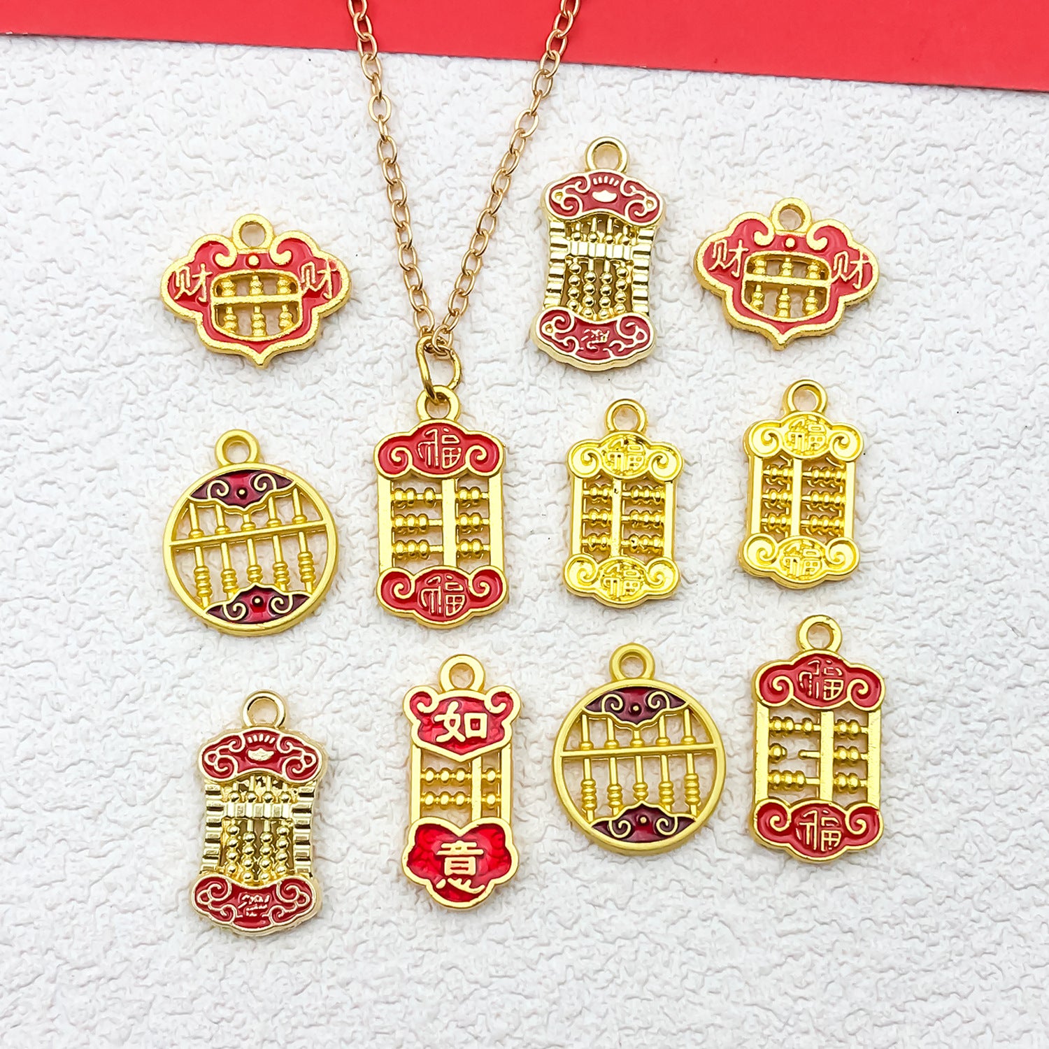Gold Tone Zinc Alloy Abacus Blessing charm pendant for DIY bracelet necklace making
