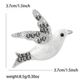 Enamel Dove Brooch Blue Grey or White Rhinestone Wing Pin view 7