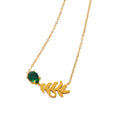 Green Teardrop Stone Leaf Pendant Necklace Metal Finishes view 5