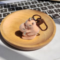 Flocked Capybara Plush Keychains Lobster Clasp 3 Styles view 3