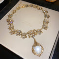 White Pearl Multi-Strand Necklaces Bib Set Gold Floral Styles view 10