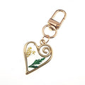 Gold Tone Open Heart Pressed Flower Resin Clip Keychains view 10