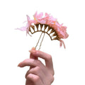 Pink Fabric Flower Gold Arch U Pin Hairpins Five Colors view 5