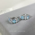 Silver Blue Clear Heart Crystal Huggie Hoop Earrings view 4