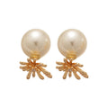 Faux Pearl Floral Cluster Stud Earrings In Gold And Silver view 5