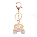 Gold-Tone Rhinestone Heart Carriage Keychain With Lobster Clasp view 5
