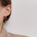 Gold Huggie Hoops Wine Red Enamel Open Heart Earrings view 2