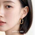 Twisted Faceted Metal Hoop Earrings Gold Silver Tones view 2