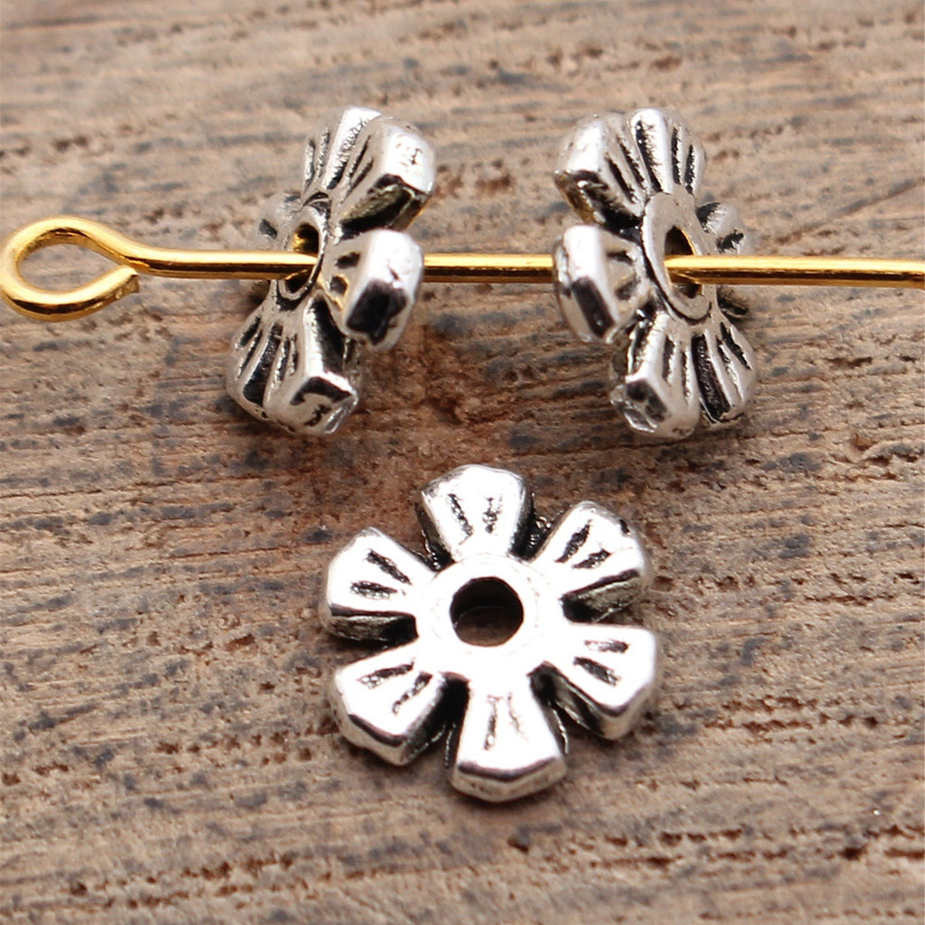 8.6x8.6x1.8mm 0.41g Multicolor Zinc Alloy Flower Spacer Beads for Bracelet Necklace DIY Jewelry Making