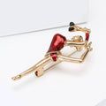 Dancing Woman Brooch in Green and Red Enamel Dresses view 3