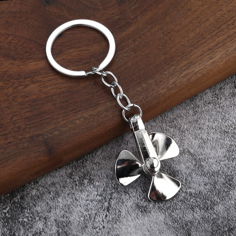 Rotating Windmill Metal Keychain Creative Car Accessory Gift Charm