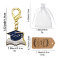 Enamel Navy Grad Cap Open Book Charm Gold Lobster Clasp view 2