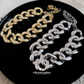 Chunky Oval Link Chain Necklace in Gold Tone or Silver Tone view 2