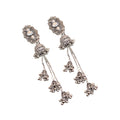 Antique Silver Tone Ornate Barrette With White Stones And Bell Tassels view 5