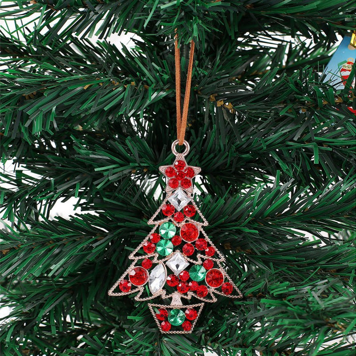 Rhinestone Christmas Tree House Metal Hanging Ornaments
