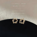 Gold CZ Bow Heart Pearl Leaf Cat Eye Stud Drop Earrings view 2