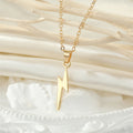 Silver Tone Long Lightning Bolt Necklace and Huggie Earrings view 2