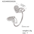 Openwork Metal Fashion Rings Butterfly Rose Wave And Bands view 6