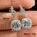 White Gold Cushion Halo Drop Earrings Twisted Pave Tops view 5