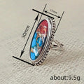 Antique Silver Oval Multicolor Stone Cabochon Finger Ring view 4