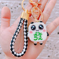 Panda Mahjong Charm Keychains with Braided Wrist Strap Options view 1