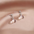 Clear Transparent Sphere Silver Tone Dangle Stud Earrings view 2