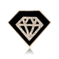 Black Enamel Diamond Outline Brooch in Gold or Silver Tone view 5