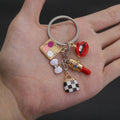 Black White Handbag Lipstick Compact and Lips Keychain view 3