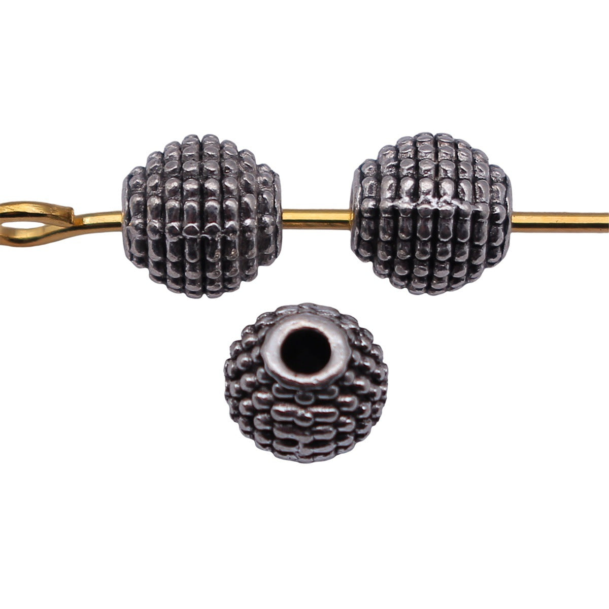 5.5x5.5x5.5mm 0.46g Antique Silver Zinc Alloy Dotted Texture Ball Loose Metal Beads for Bracelet Making
