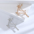 Smooth Metal Leaping Deer Brooch Gold Silver Outline Pin view 3