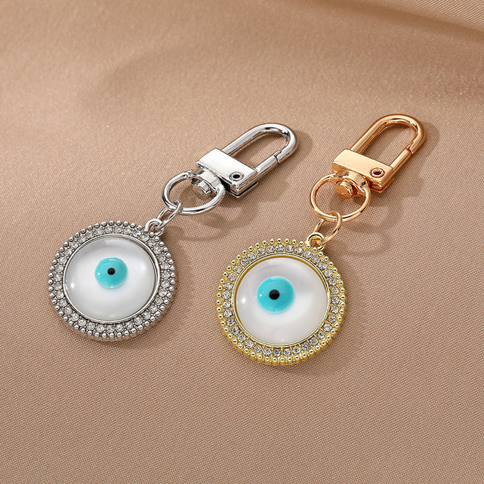 Gold and Silver Tone Crystal Round Evil Eye Clip Keychains