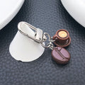 Brown Coffee Bean and Cup Clasp Keychains with Metal Hardware view 4