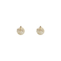 Gold Tone Mini Round Stud Earrings Cream Bow Accent view 5