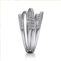 Silver Tone Multi Band Wrap Pave Clear Finger Ring view 3