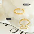 Seven Stone Geometric Open Adjustable Rings Gold Steel view 2