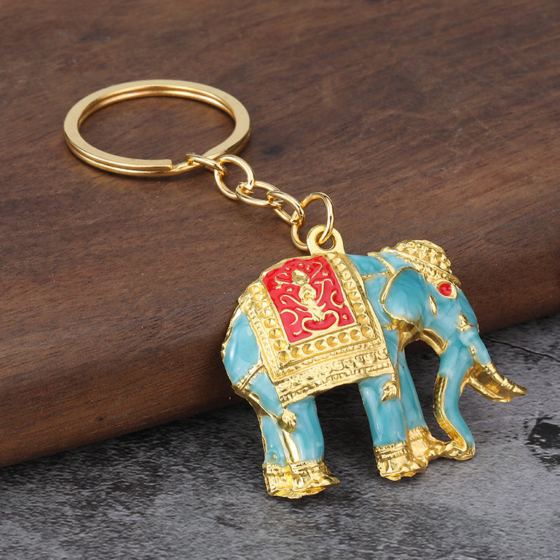 3D Battle Elephant Enamel Metal Car Keychain Gift Pendant