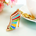 Jeweled Striped Peep Toe Stiletto Keychains in Four Colors view 8
