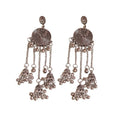 Ornate Disc and Bell Tassel Drop Earrings in Two Finishes view 5
