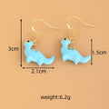 3D Enamel Dinosaur Dangle Earrings Gold Hooks 8 Styles view 4