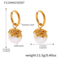 Gold Hoop Earrings Shell Pearl Flower Caps Two Colors view 6