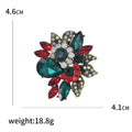 Antique Gold Floral Cluster Brooch with Red or Green Crystals view 5